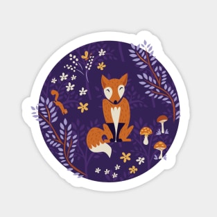 Foxes Playing in a Purple Forest Sticker